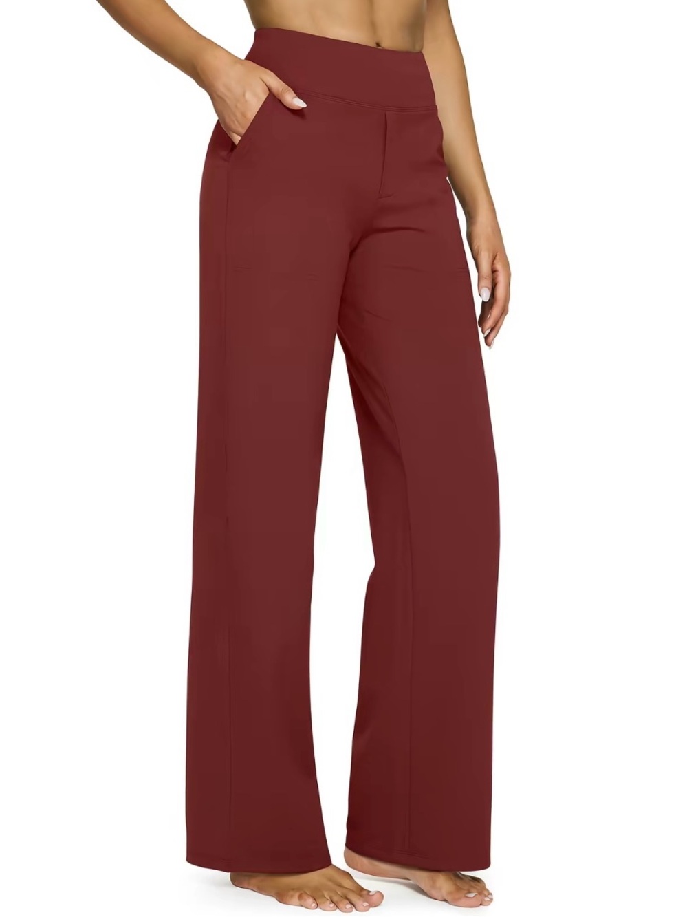 G4Free Women's EverGoing Loose High Waist Business Casual Pants Burgundy XS New